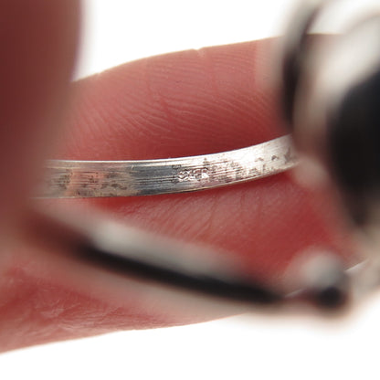 925 Sterling Silver Vintage Real Lapis Modernist Bypass Ring Size 9.25