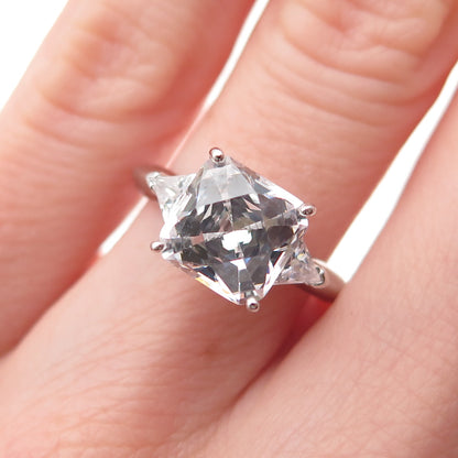 TYCOON 925 Sterling Silver Multi-Cut C Z Engagement Ring Size 5