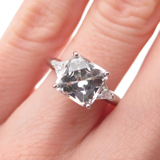 TYCOON 925 Sterling Silver Multi-Cut C Z Engagement Ring Size 5