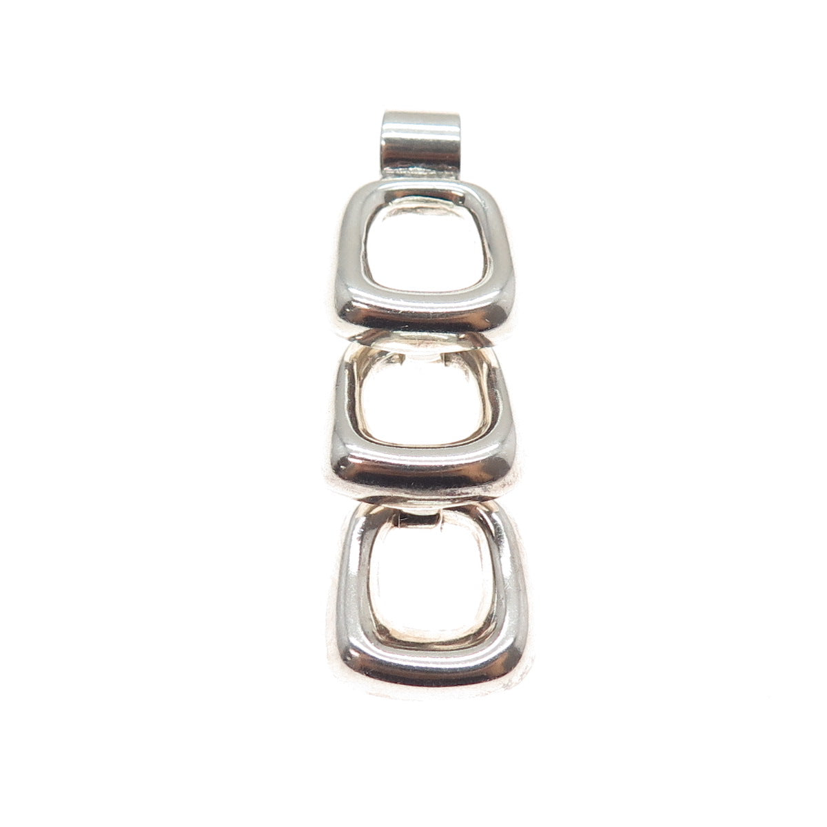 925 Sterling Silver Vintage Modernist Square Drop Pendant