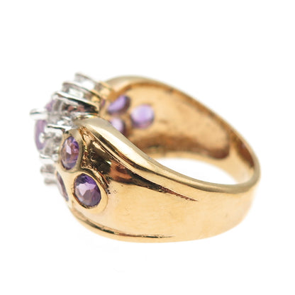 M.R.F. RESOURCES Sterling Gold Plated Vintage Amethyst C Z Heart Ring Size 6.25