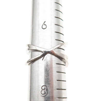 925 Sterling Silver Round-Cut C Z Crisscross Ring Size 7