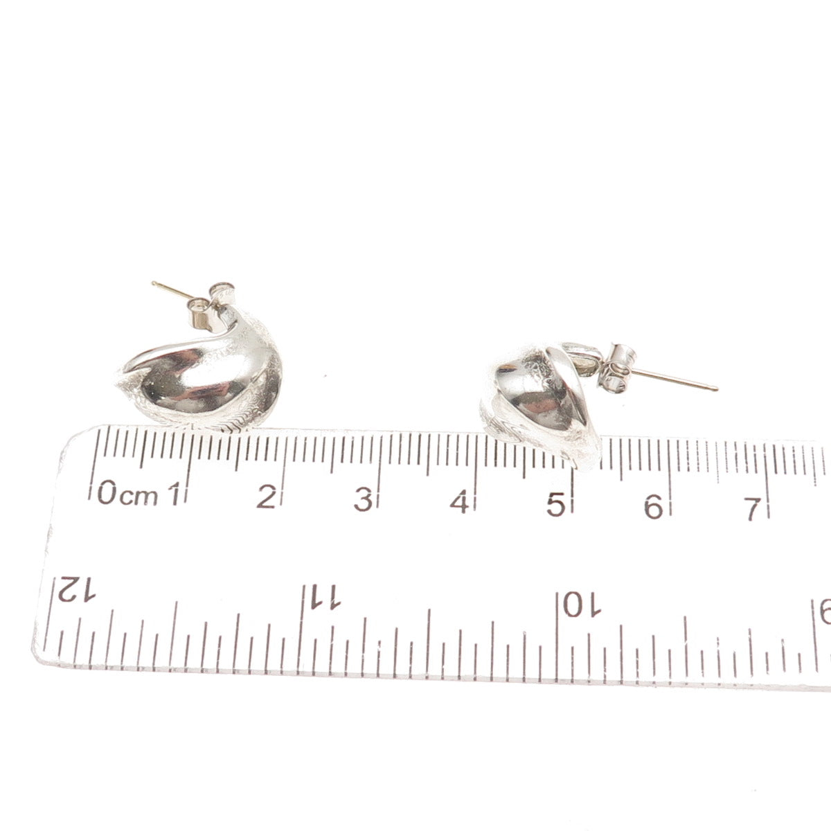 925 Sterling Silver 14K Gold Posts Vintage Modernist Oxidized Earrings