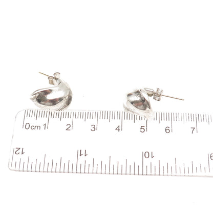 925 Sterling Silver 14K Gold Posts Vintage Modernist Oxidized Earrings