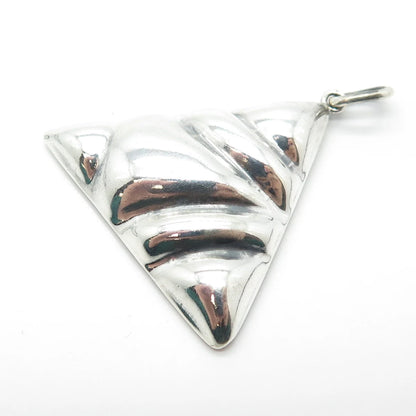 925 Sterling Silver Vintage Ribbed Triangle Pendant