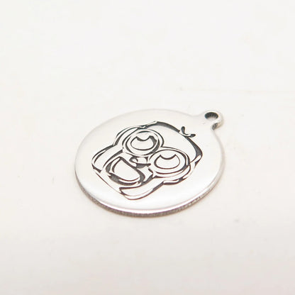 925 Sterling Silver USA Two In Town Monkey Charm Pendant