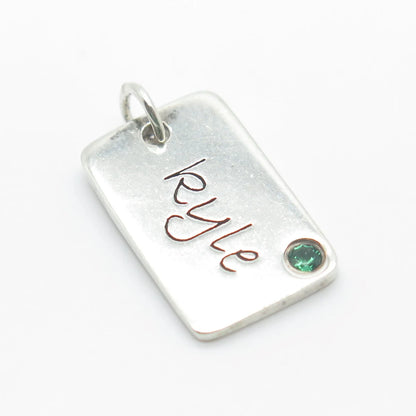 925 Sterling Silver POSH Mommy Green C Z "Kyle" Personalized Charm Pendant