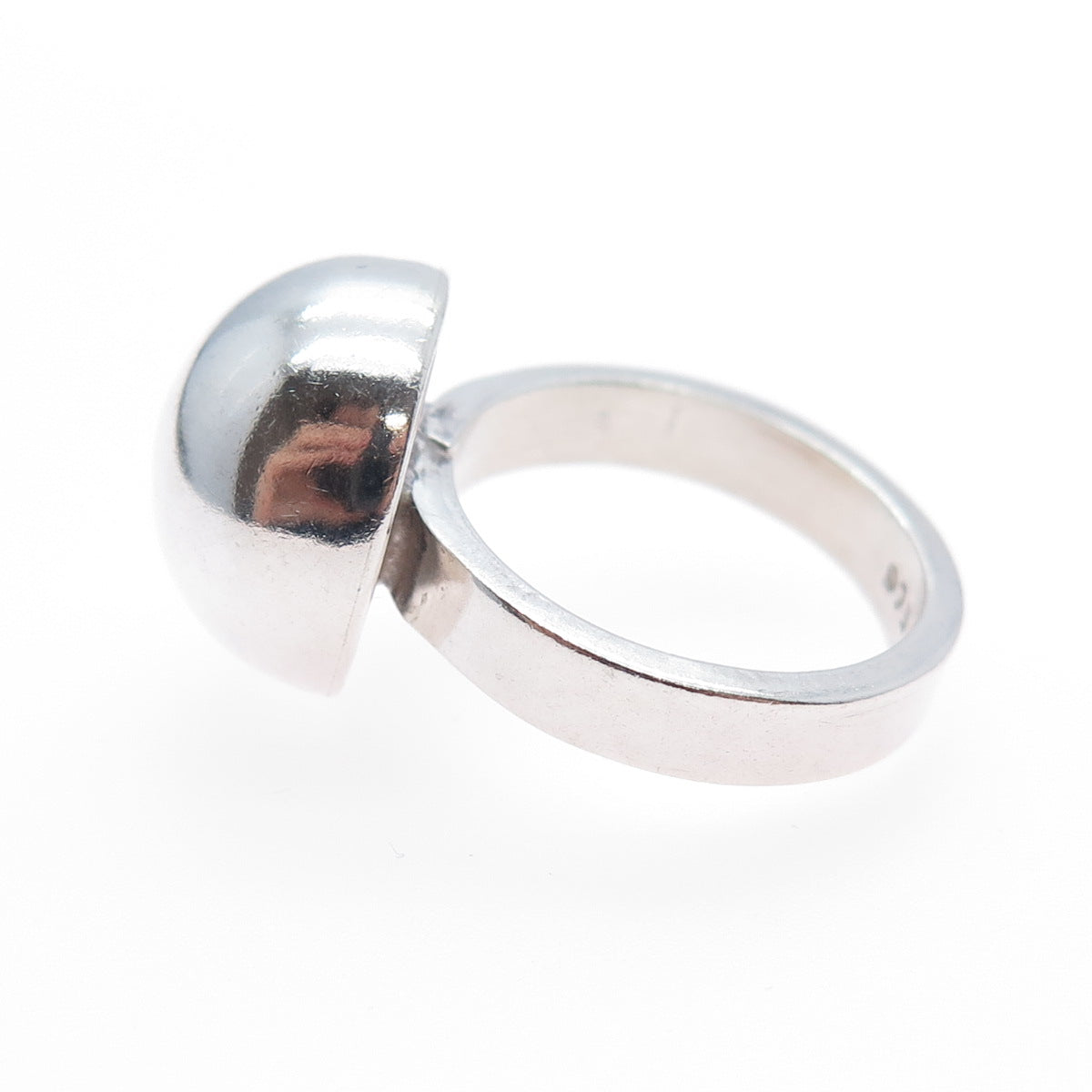 925 Sterling Silver Vintage Modernist Dome Ring Size 7
