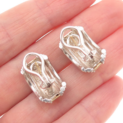 SDG Soli Deo Gloria 925 Sterling Silver 18K Gold Vintage Omega Back Earrings