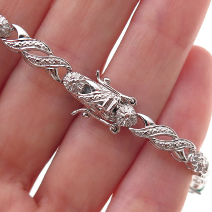 Han 925 Sterling Silver Real Chrome Diopside Infinity Link Bracelet 7.25"