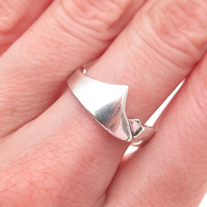 925 Sterling Silver Vintage Modernist Mountains Ring Size 7.75