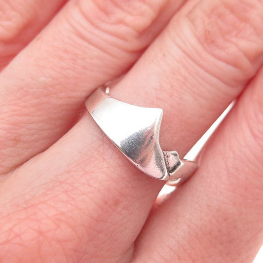 925 Sterling Silver Vintage Modernist Mountains Ring Size 7.75
