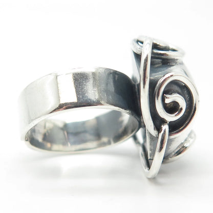 950 Silver Vintage Modernist Adjustable Ring Size 6.5