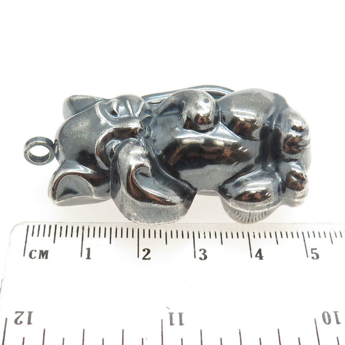 925 Sterling Silver Vintage Squirrel Puffy Hollow Oxidized Pendant