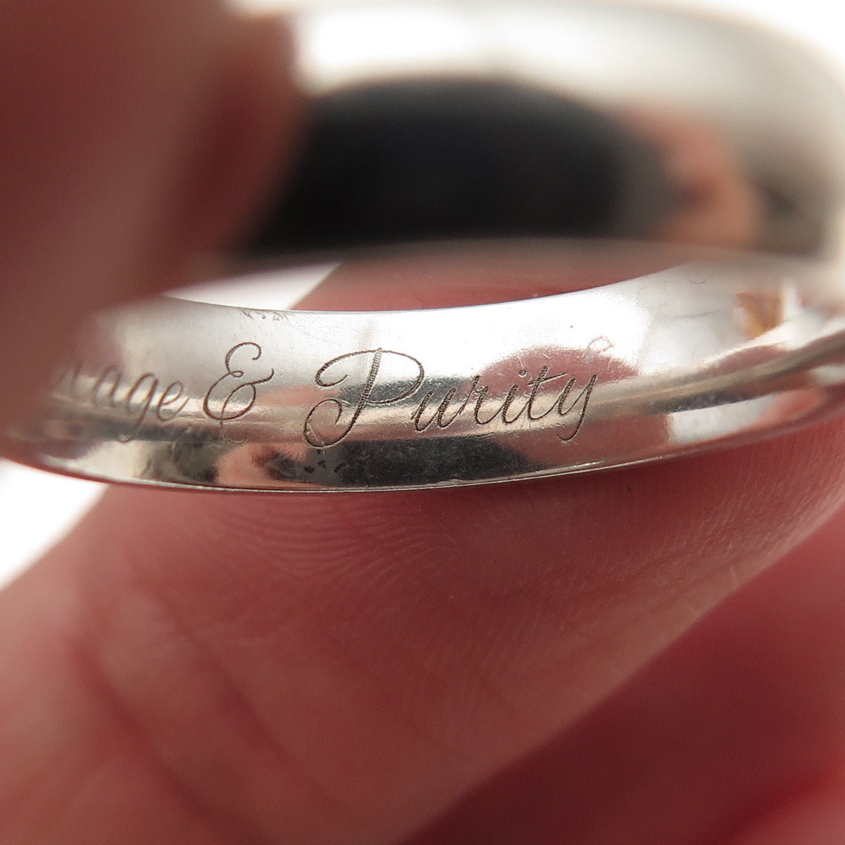 925 Sterling Silver Vintage Courage & Purity Classic Wedding Band Ring Size 8.25
