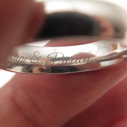 925 Sterling Silver Vintage Courage & Purity Classic Wedding Band Ring Size 8.25
