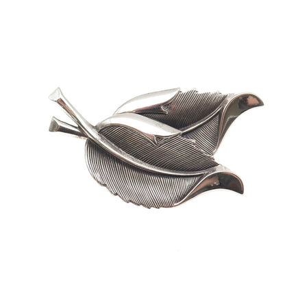 Beau 925 Sterling Silver Vintage Floral Leaf Oxidized Pin Brooch