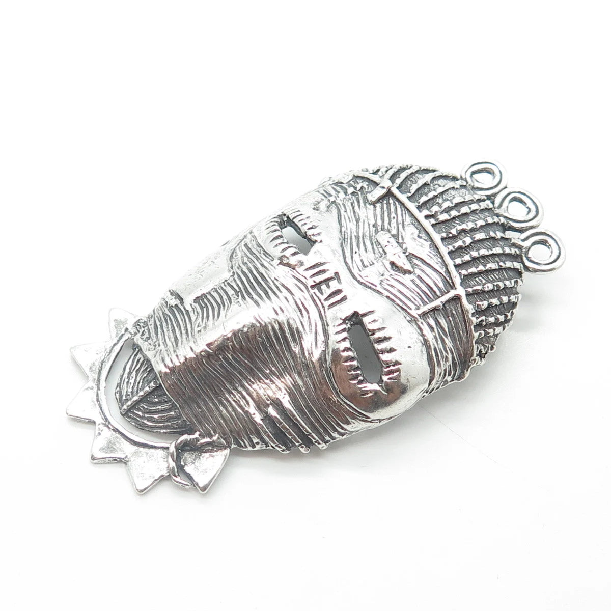925 Sterling Silver Vintage Reproduction Tribal Face Mask Slide Pendant