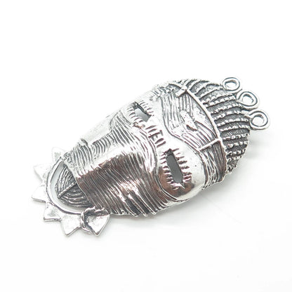 925 Sterling Silver Vintage Reproduction Tribal Face Mask Slide Pendant
