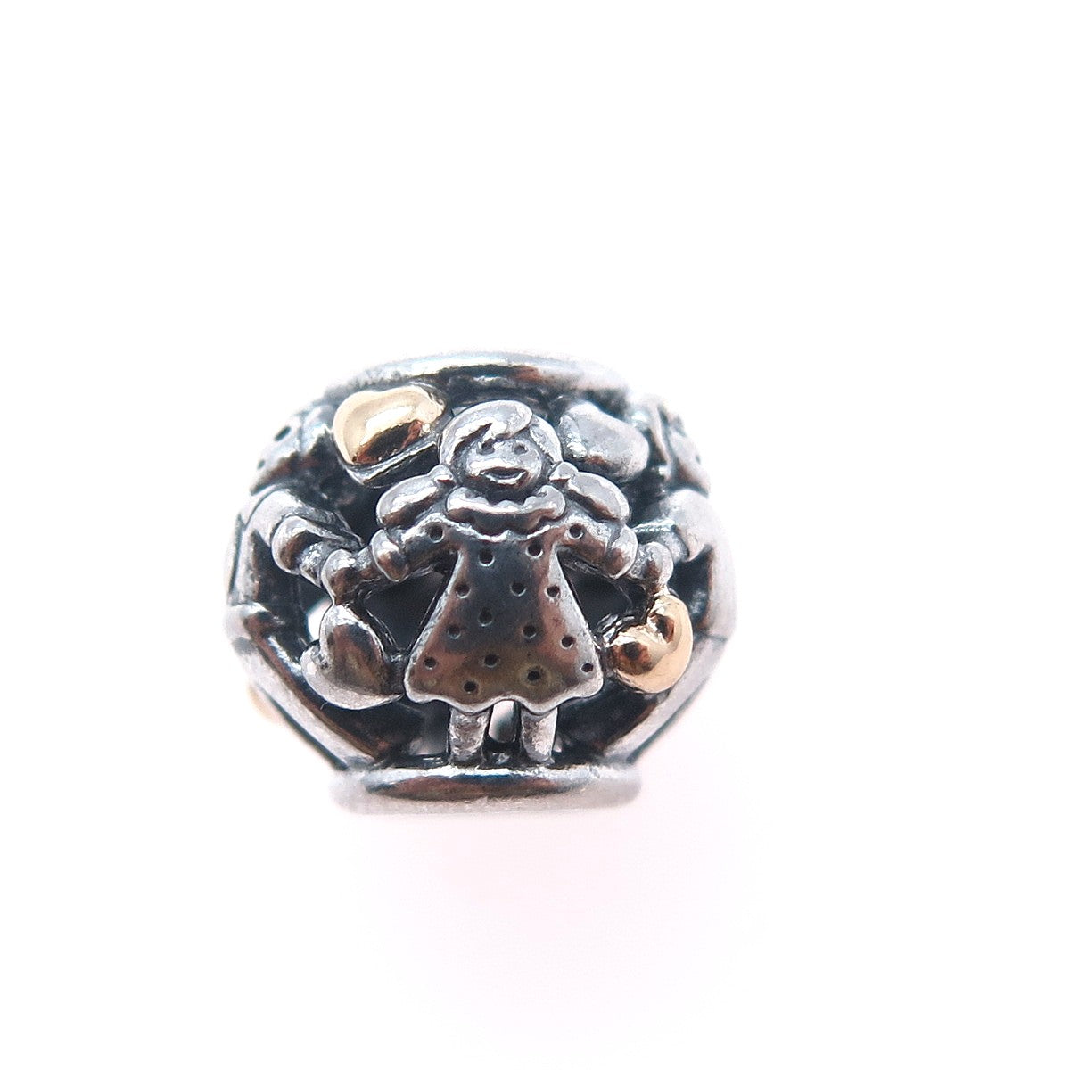 PANDORA 925 Sterling Silver & Gold Family Forever Slide Bead Charm