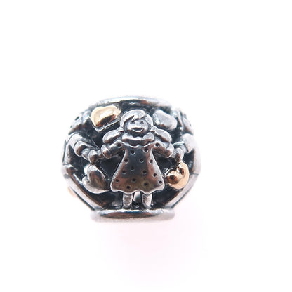 PANDORA 925 Sterling Silver & Gold Family Forever Slide Bead Charm