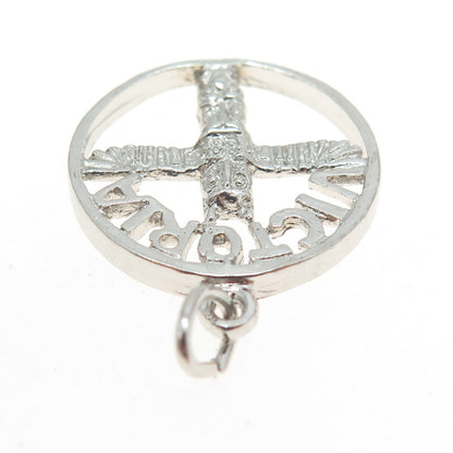 925 Sterling Silver Vintage Victoria Totem Pole Charm Pendant