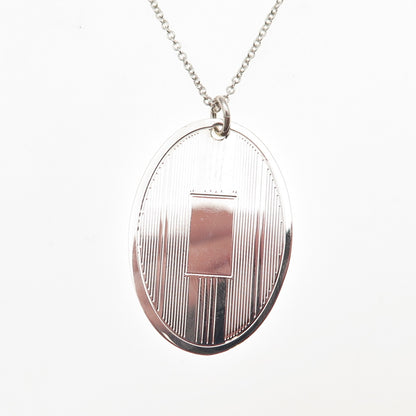 925 Sterling Silver Vintage Oval Tag Cable Chain Necklace 18"