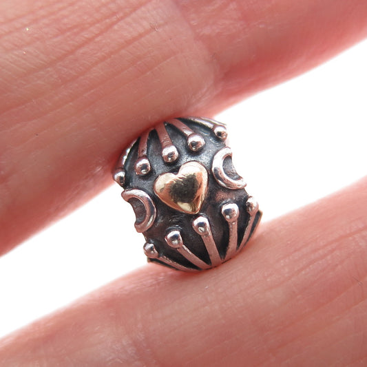 PANDORA 925 Sterling Silver & Gold Love and Hugs Slide Bead Charm