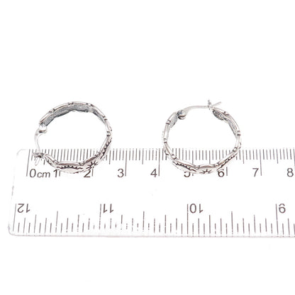 Shube 925 Sterling Silver Vintage Sun Symbol Oxidized Hoop Earrings