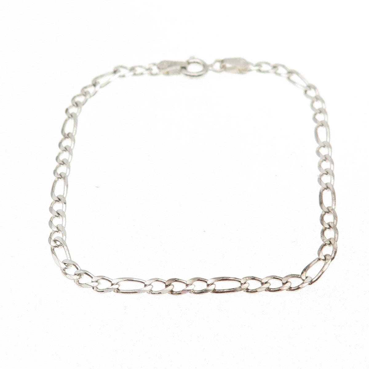 925 Sterling Silver Vintage Italy Figaro Link Bracelet 7"