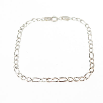 925 Sterling Silver Vintage Italy Figaro Link Bracelet 7"