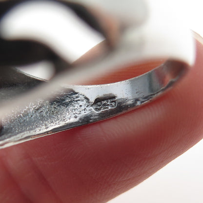 925 Sterling Silver Vintage Modernist Wavy Dome Oxidized Ring Size 9