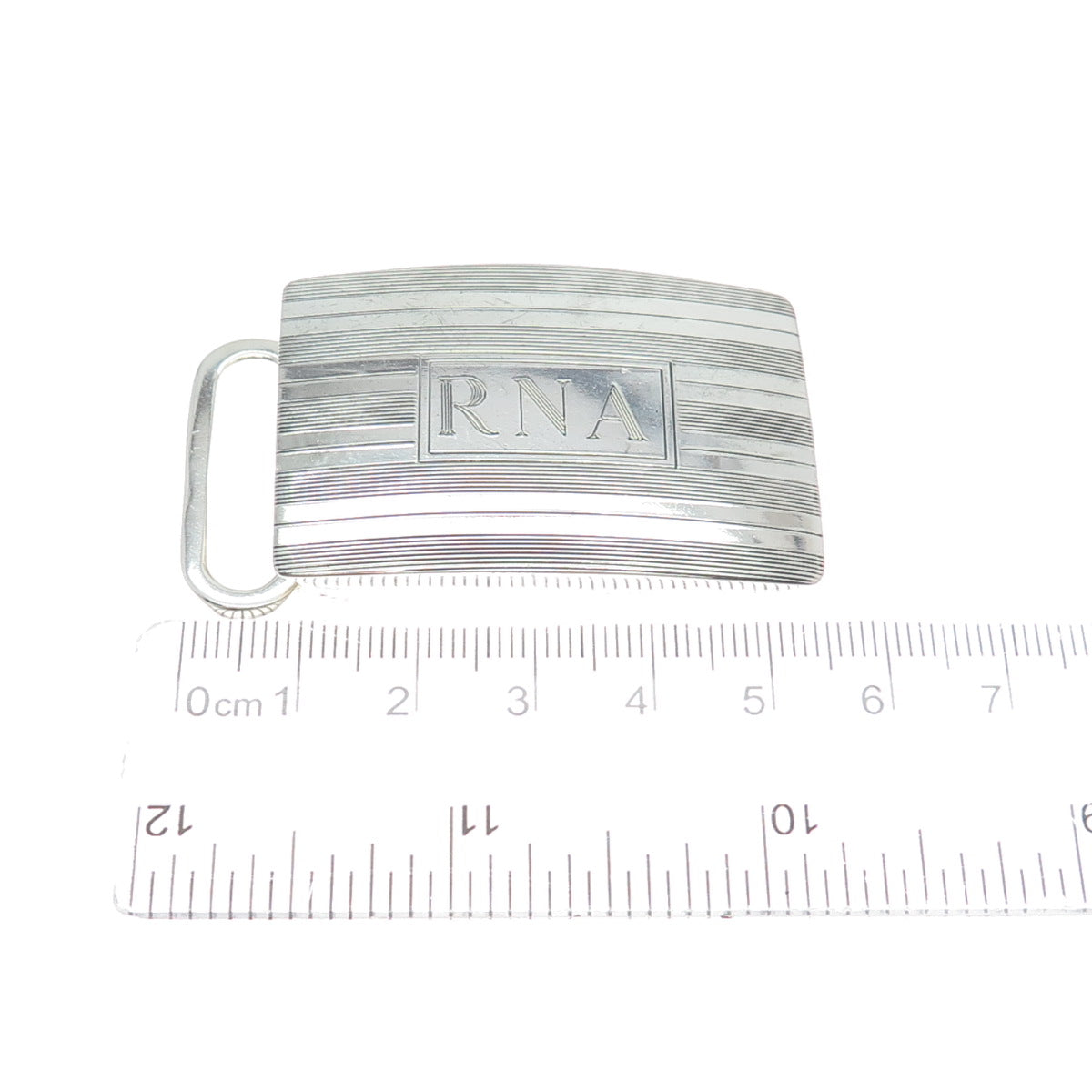 CHARLES THOMAE 925 Sterling Silver Vintage Engraved RNA Monogram Belt Buckle