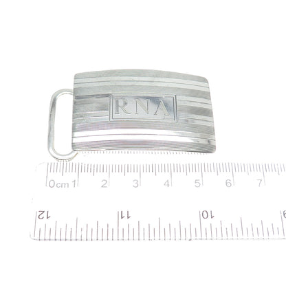 CHARLES THOMAE 925 Sterling Silver Vintage Engraved RNA Monogram Belt Buckle