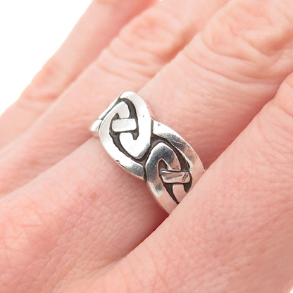 925 Sterling Silver Vintage Celtic Knot Oxidized Band Ring Size 8.5