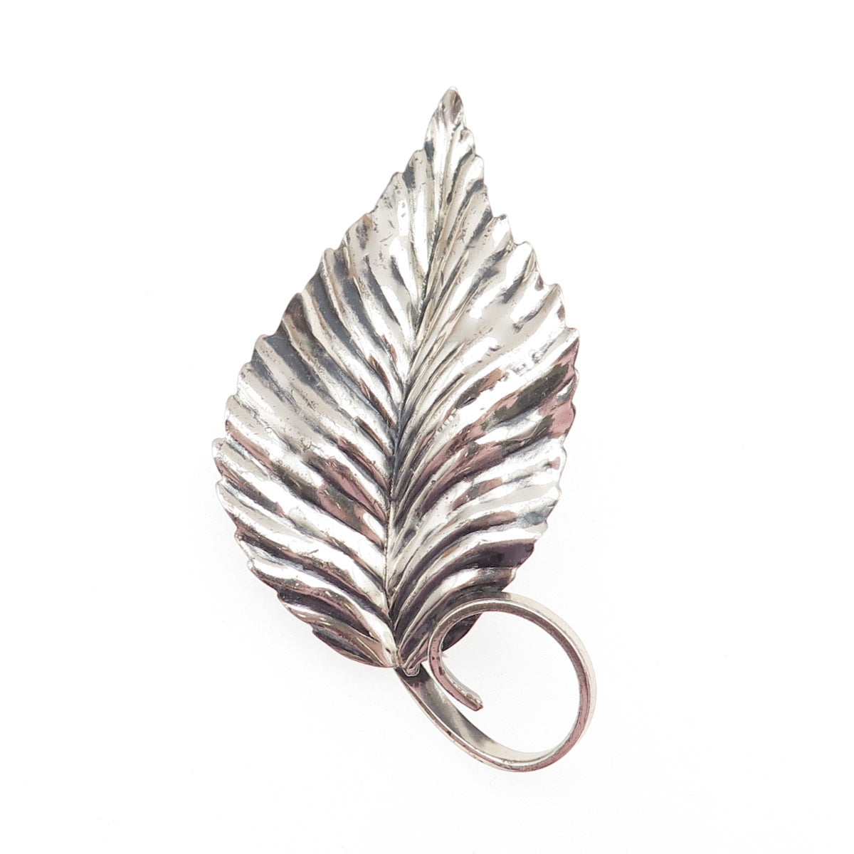 JEWELART 925 Sterling Silver Vintage Floral Leaf Oxidized Pin Brooch