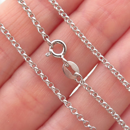 925 Sterling Silver Italy Rolo Chain Necklace 18"