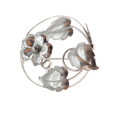 Binder Bros 925 Sterling Silver Antique Art Deco Flower Pin Brooch