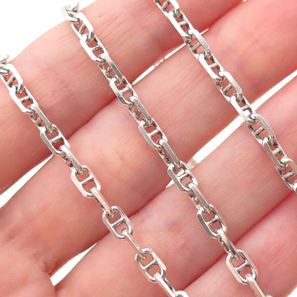 925 Sterling Silver Vintage Italy Anchor Mariner Chain Necklace 24"