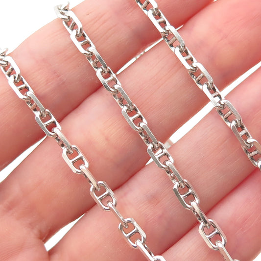 925 Sterling Silver Vintage Italy Anchor Mariner Chain Necklace 24"
