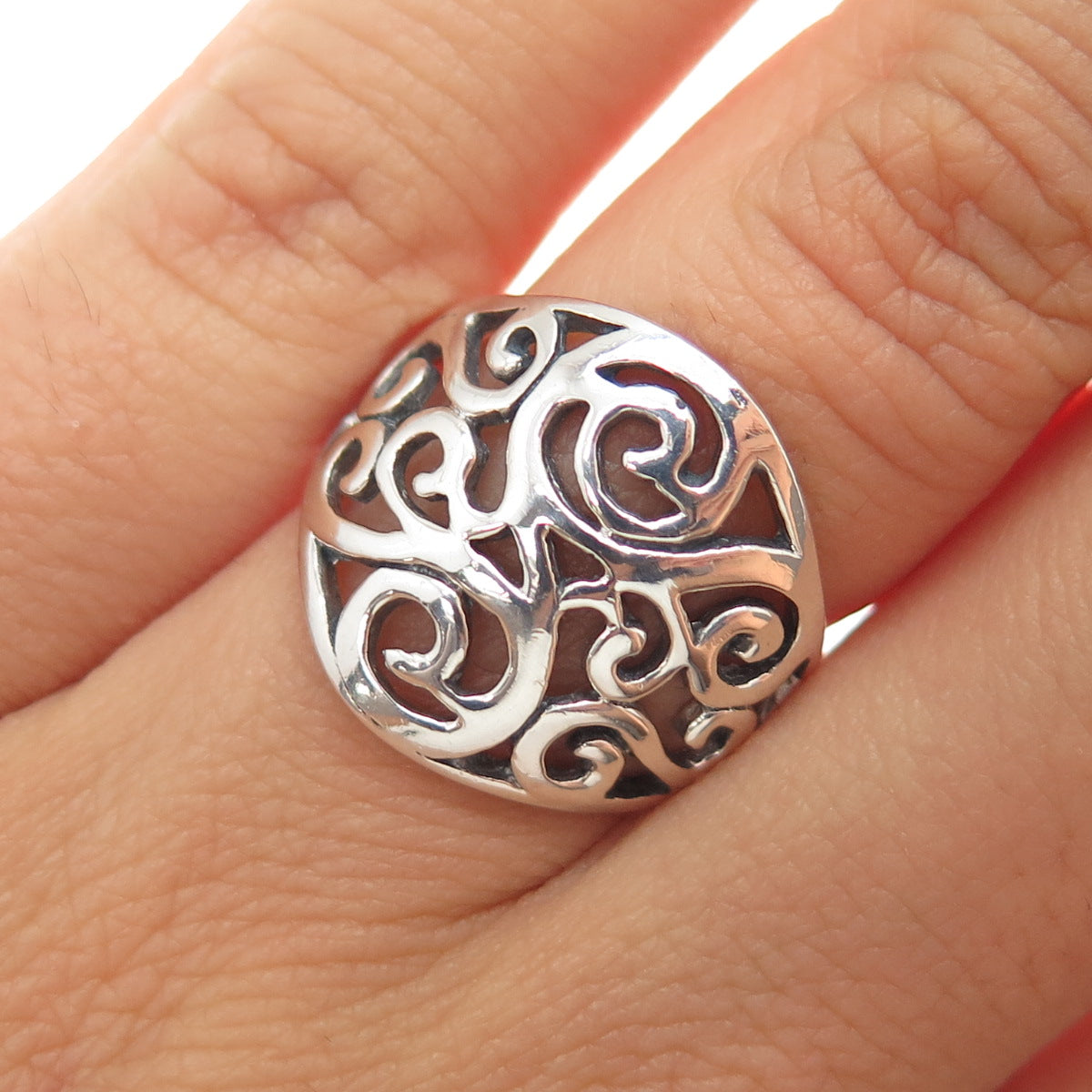 CHARLES WINSTON 925 Sterling Silver Vintage Modernist Swirl Ring Size 6