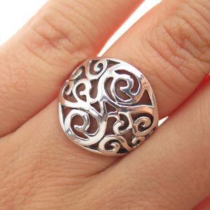 CHARLES WINSTON 925 Sterling Silver Vintage Modernist Swirl Ring Size 6