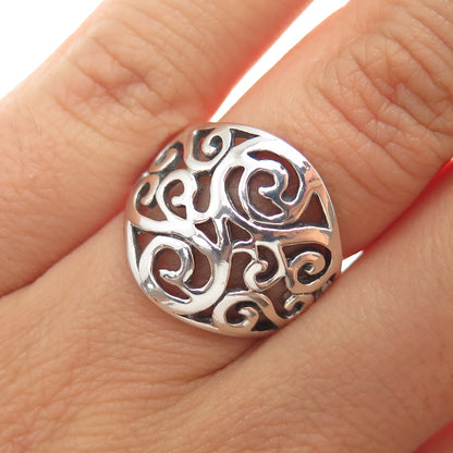 CHARLES WINSTON 925 Sterling Silver Vintage Modernist Swirl Ring Size 6