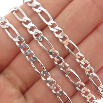925 Sterling Silver Vintage Italy Figaro Chain Necklace 22"