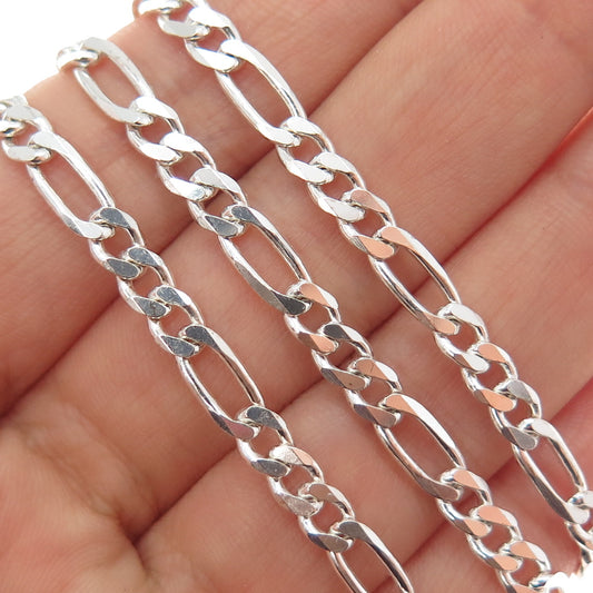 925 Sterling Silver Vintage Italy Figaro Chain Necklace 22"