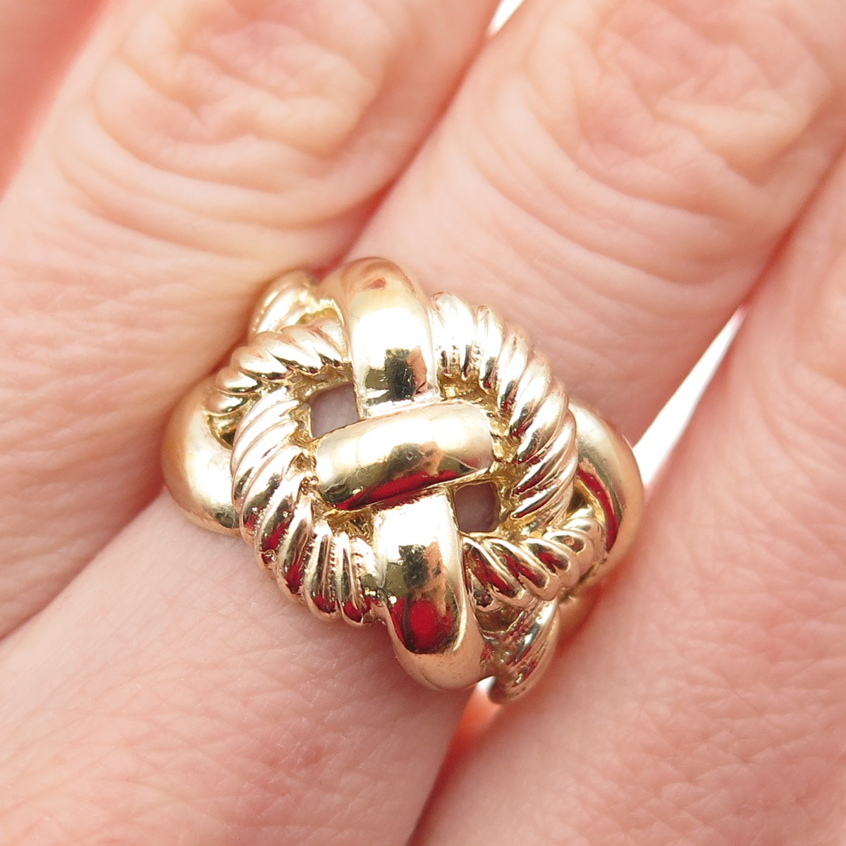 JCM Jacmel Mauritius 925 Sterling Silver Gold Plated Woven Ring Size 6.25