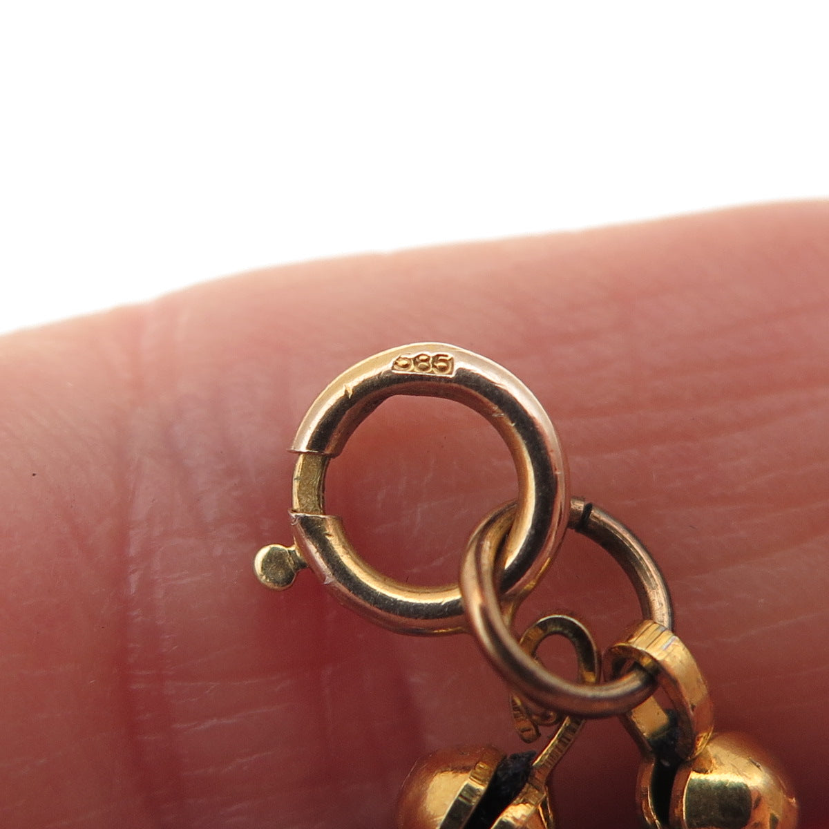 14K Gold Vintage Real Lapis Lazuli Ball Beaded Chain Necklace 24"