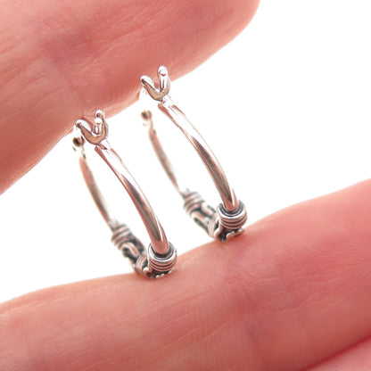 Han 925 Sterling Silver Vintage Zig Zag Oxidized Hoop Earrings