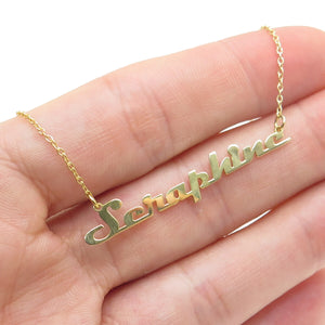 925 Sterling Silver Gold Plated "Seraphine" Personalized Nameplate Necklace 18"