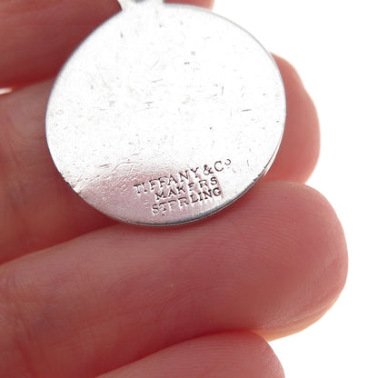 Tiffany & Co. Makers Sterling Silver Vintage Engraved DB Mono Round Tag Pendant